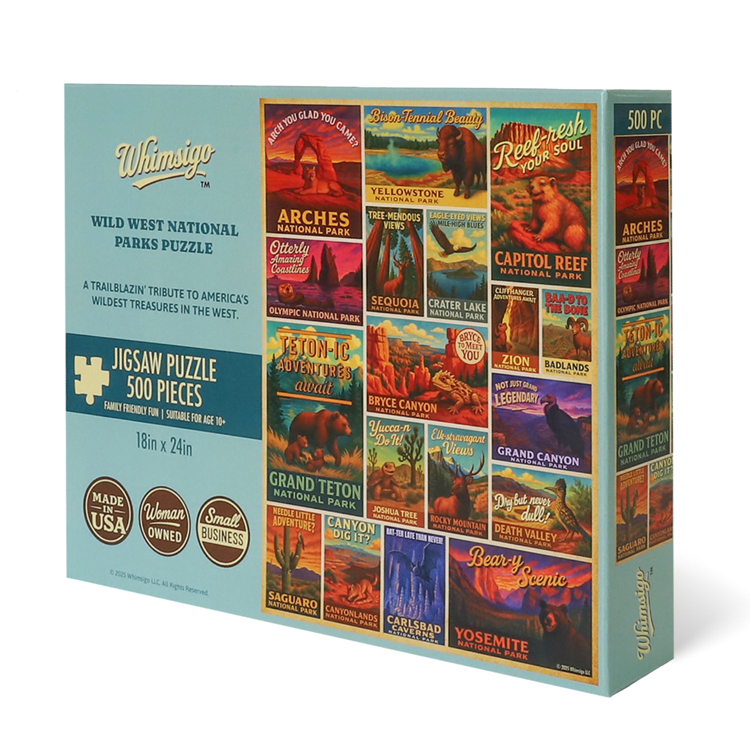 Retro National Parks Puzzle – 500 Pieces, USA-Made Jigsaw – Whimsigo