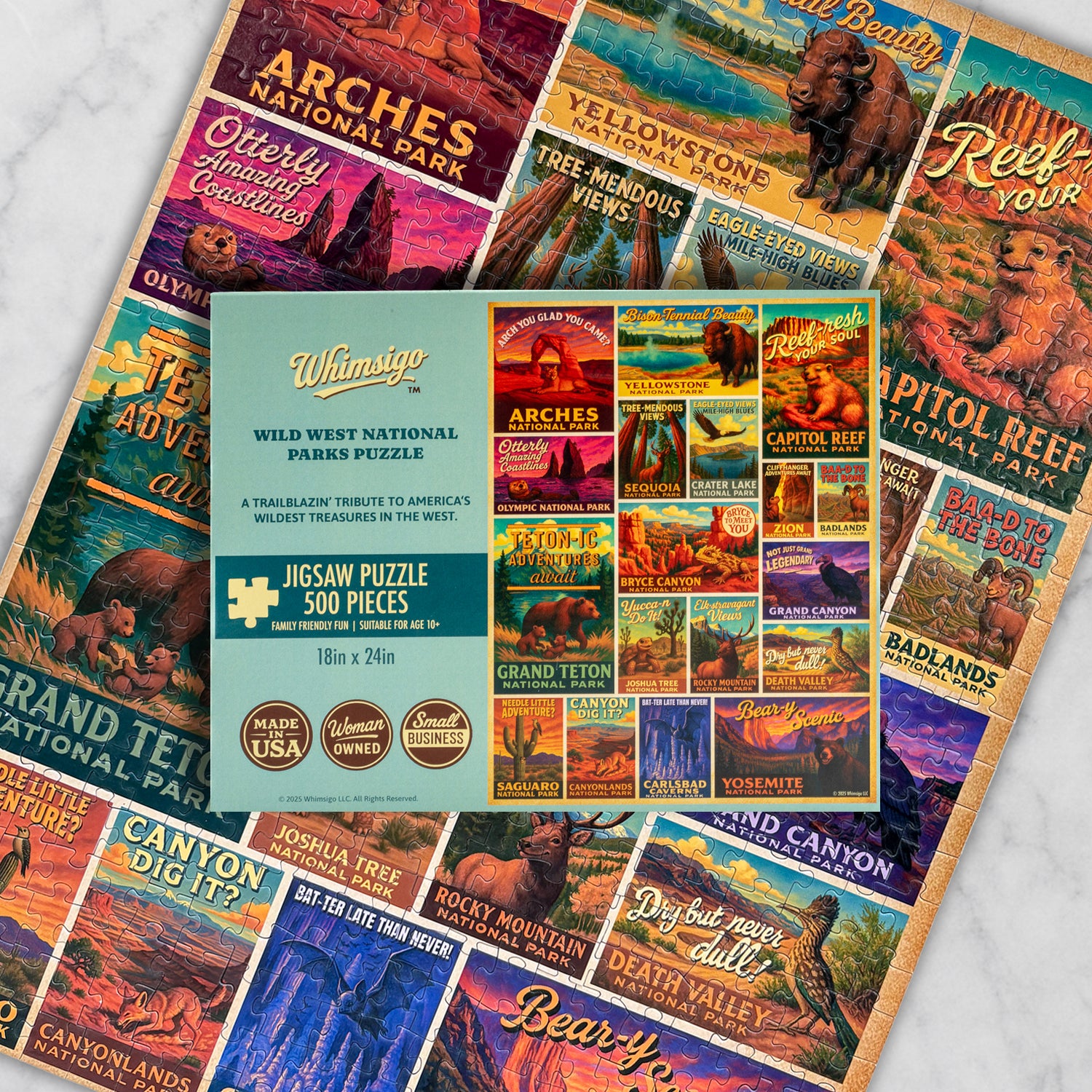 Retro National Parks Puzzle – 500 Pieces, USA-Made Jigsaw – Whimsigo